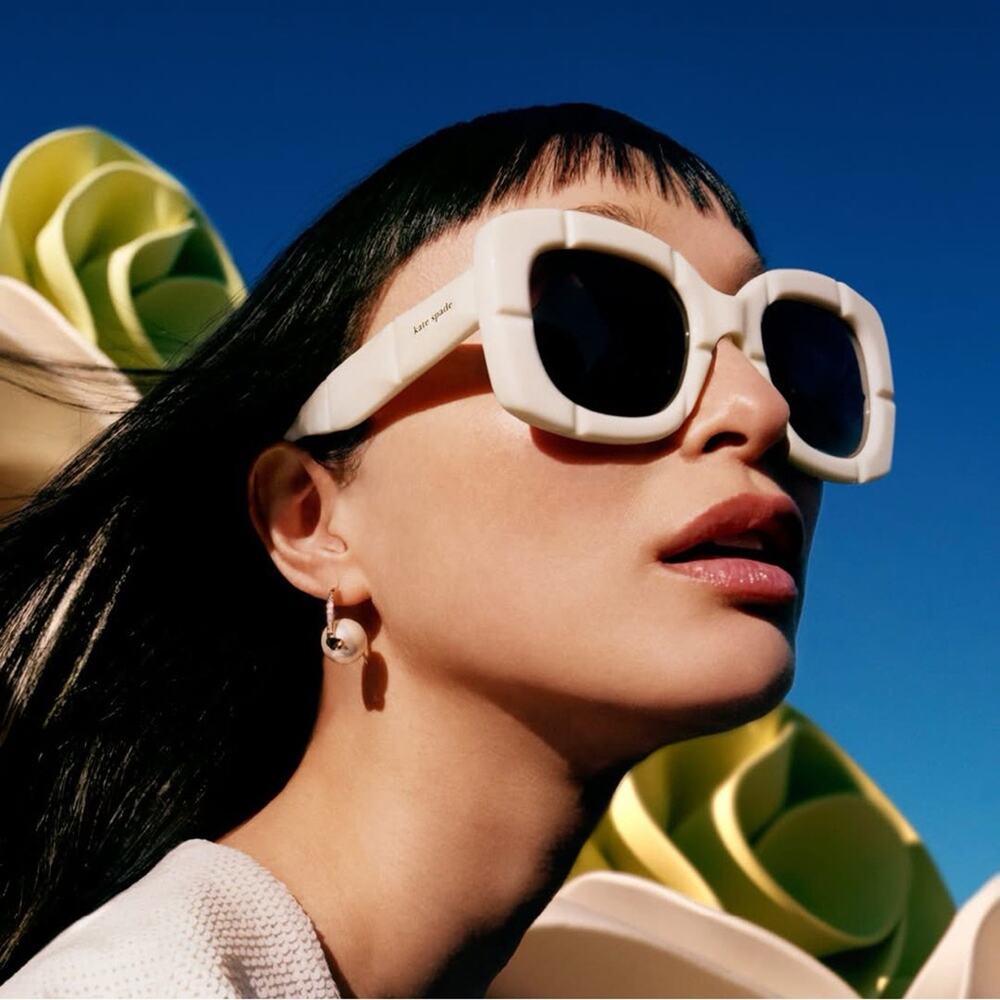 New! Kate Spade JOSEY/G/S 0SZJHA White Square Sunglasses, Authentic